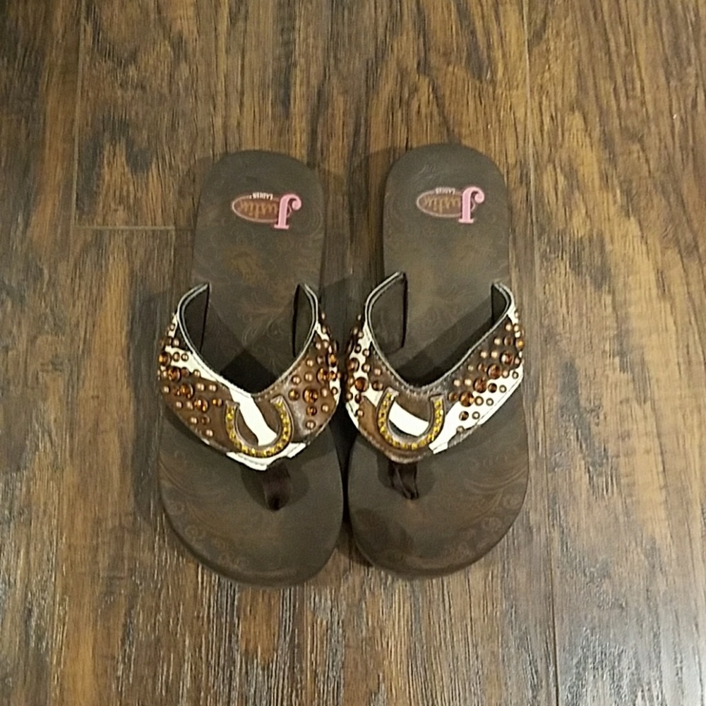 Justin Cowgirl Horseshoe Flip Flops 6